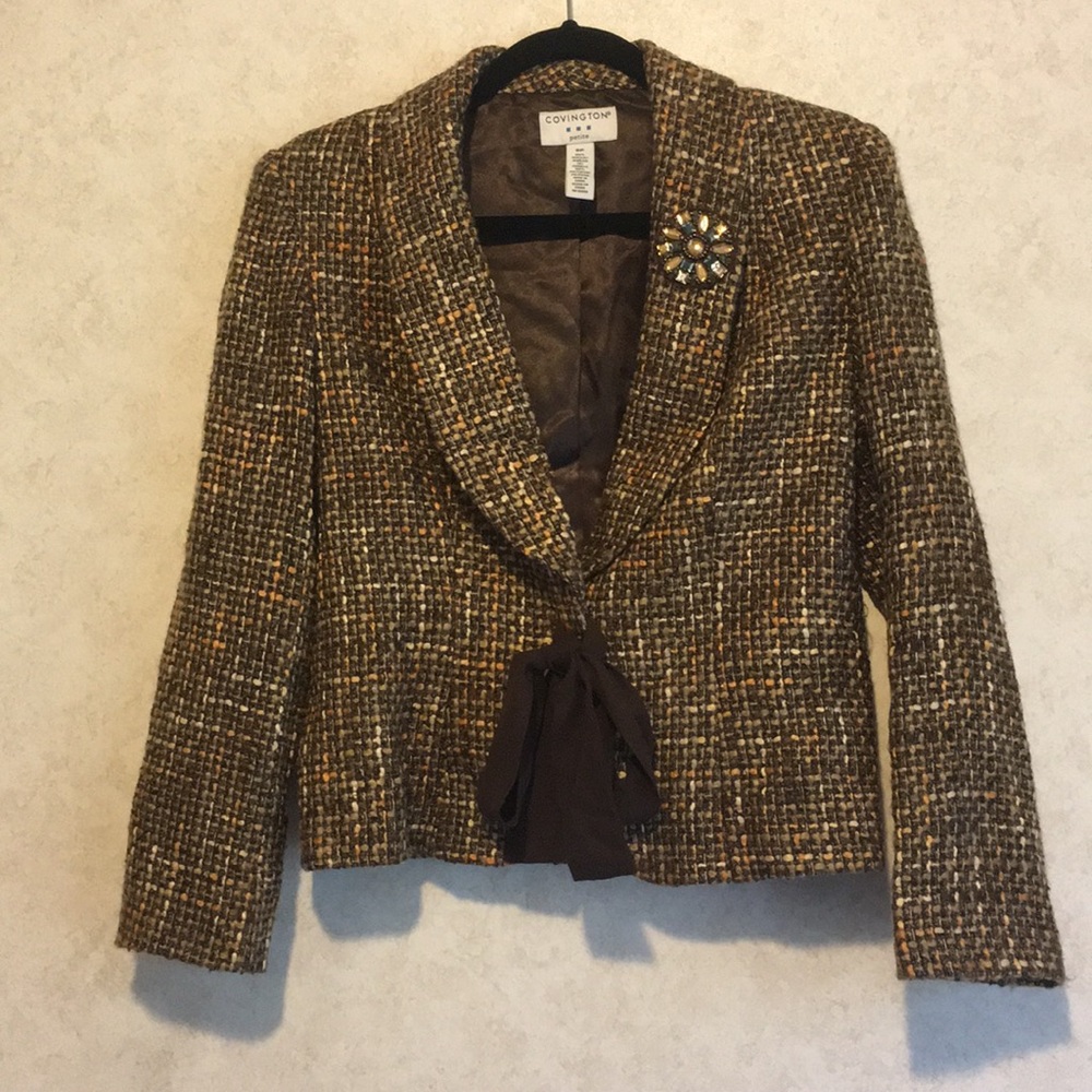 Covington tweed knit blazer jacket